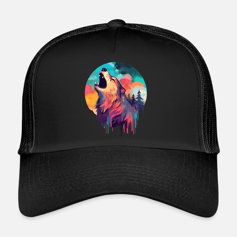 Loup sauvage hurlant sur la Lune Casquette trucker 
