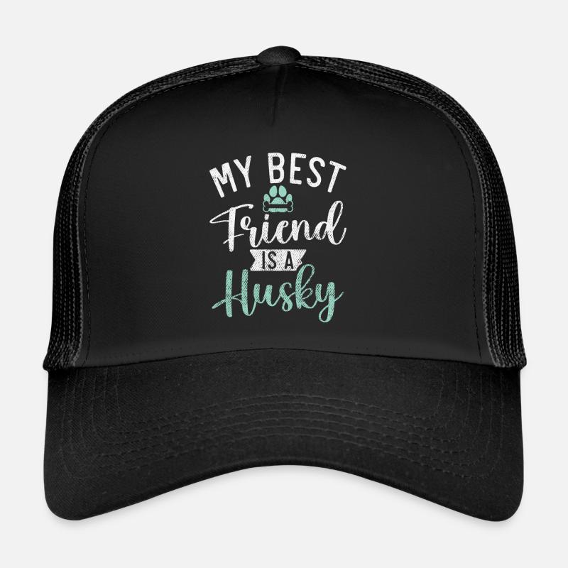 Husky-Hunde-Geschenke - Trucker Cap - Schwarz/Schwarz