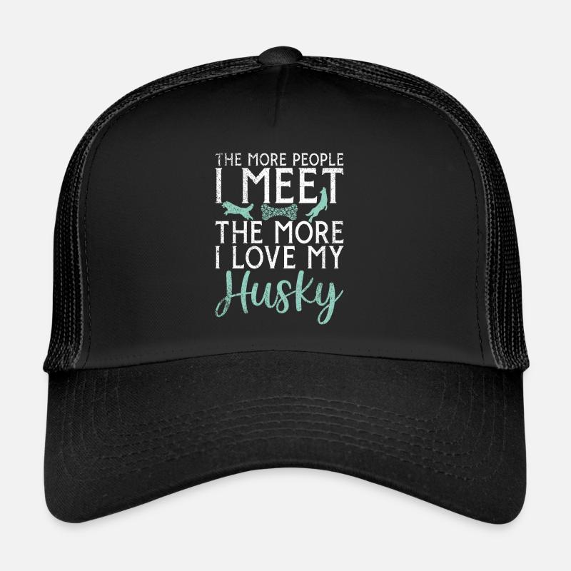 Husky-Hunde-Geschenke - Trucker Cap - Schwarz/Schwarz