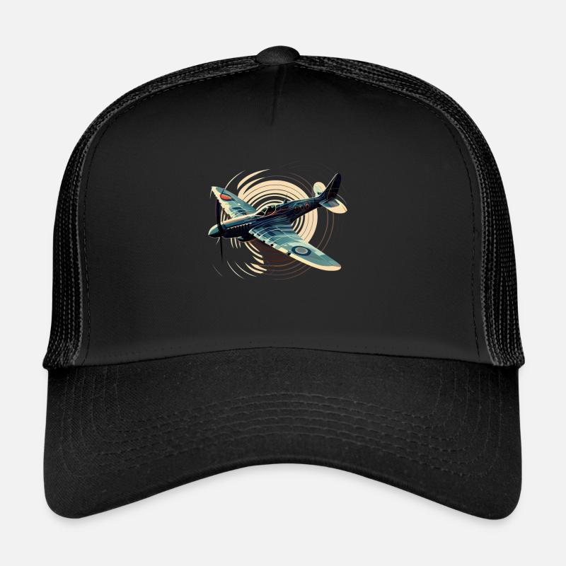 Spitfire Airplane Vintage Pilot Aviator Military Trucker Cap