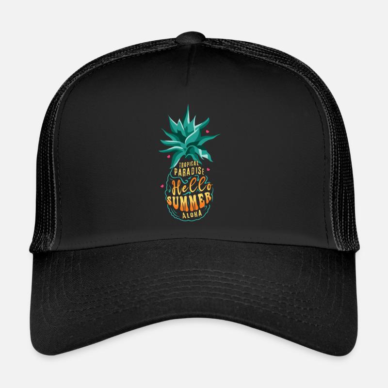 Tropical Pineapple Hawaii Surf Hello Summer Trucker Cap