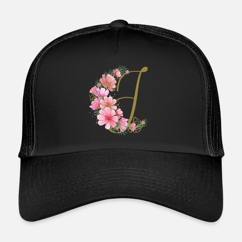 Vrille florale avec la lettre J Casquette trucker 