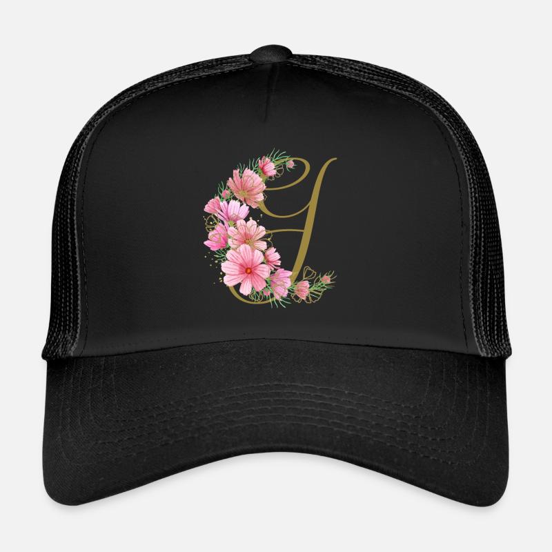 vrille florale avec la lettre G Casquette trucker 