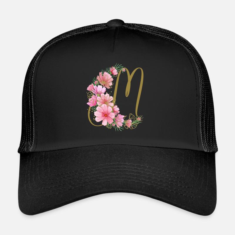 Flower tendril with letter M Trucker Cap