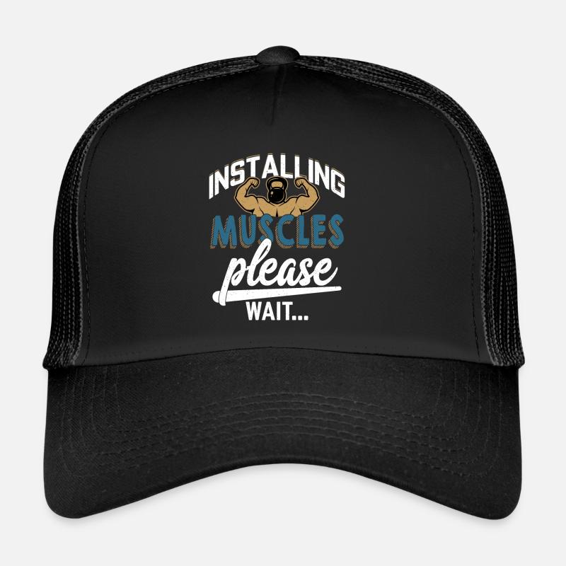 Installing Muscles Please Wait... Weight Lifting T Trucker Cap