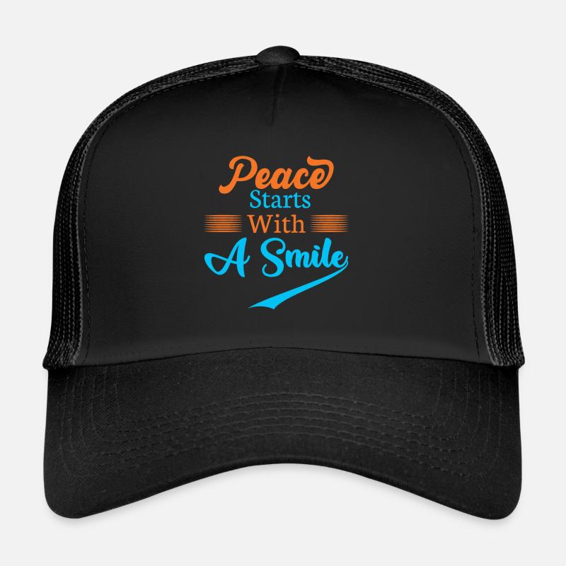 Frieden beginnt mit einem lächeln - Statement - Trucker Cap - Schwarz/Schwarz