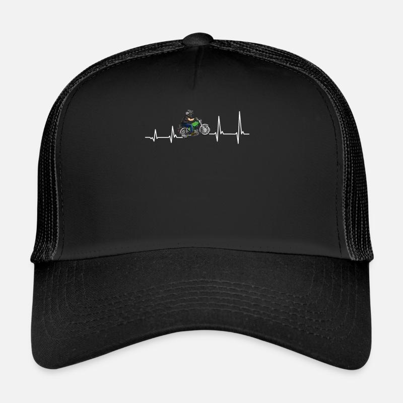 Herzschlag Simsonfahrer S50 S51 Simme Moped - Trucker Cap - Schwarz/Schwarz