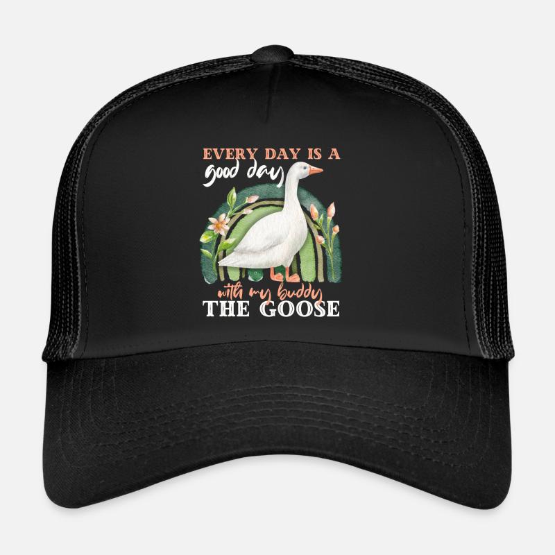 Goose, goose ganter with rainbow, funny saying - Trucker Cap - black/black