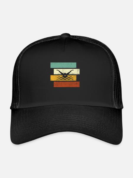Natation Rétro - Casquette trucker  - noir/noir - Devant