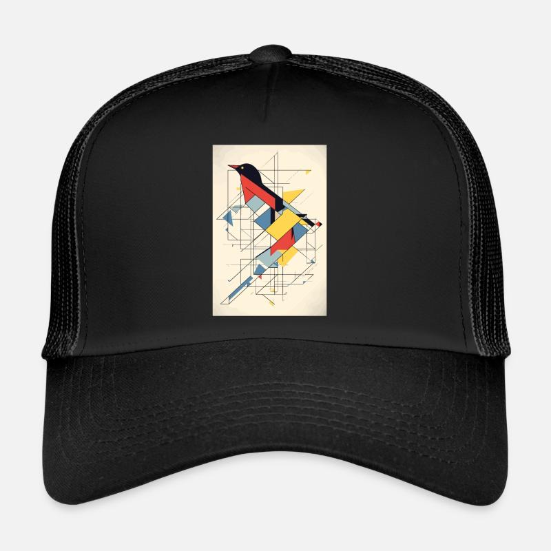 Vogel Minimalistisch Polygonal Multicolor - Trucker Cap - Schwarz/Schwarz
