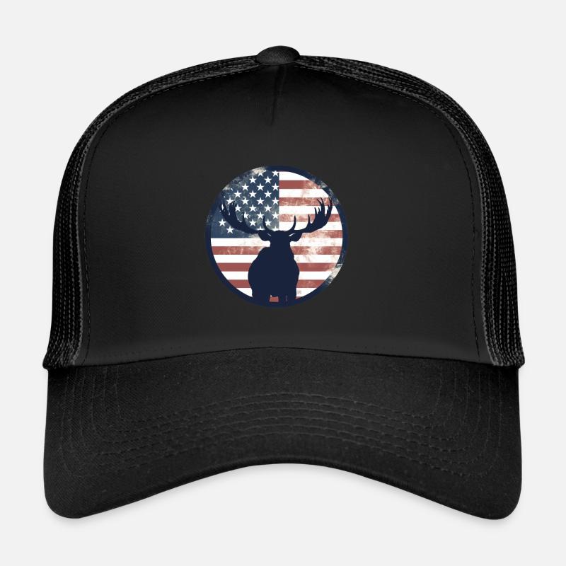 American Flag Moose Trucker Cap