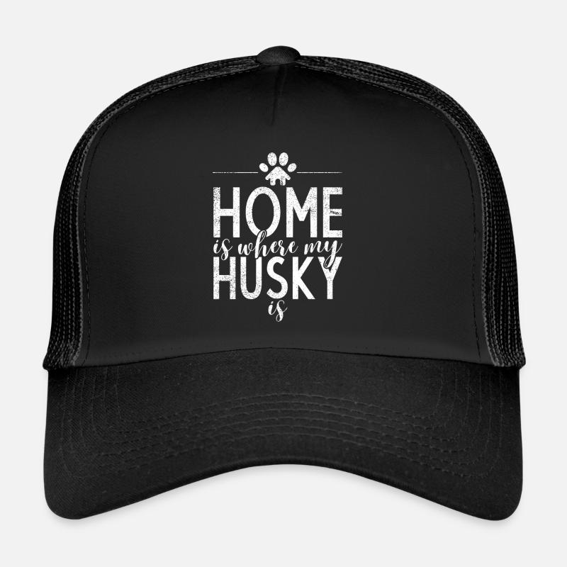 Husky-Hunde-Geschenke - Trucker Cap - Schwarz/Schwarz
