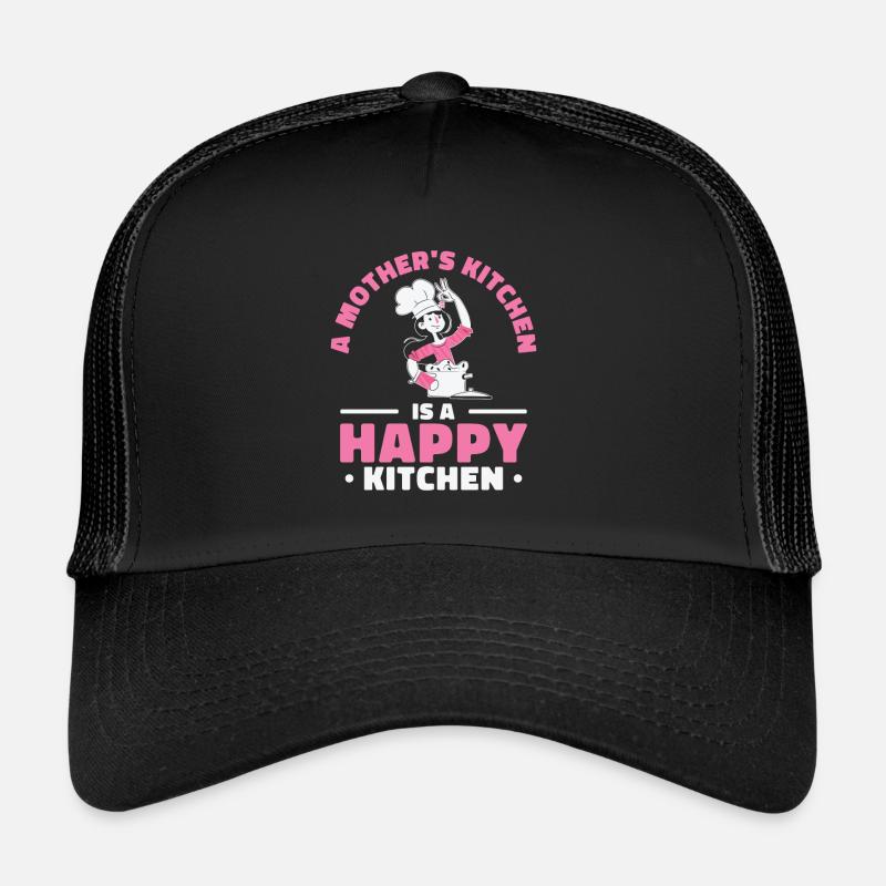 Muttertag Urlaub Oma Kochen Mama - Trucker Cap - Schwarz/Schwarz