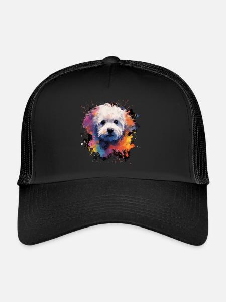 Bichon Frise Dog Cadeau Dire - Casquette trucker  - noir/noir - Devant