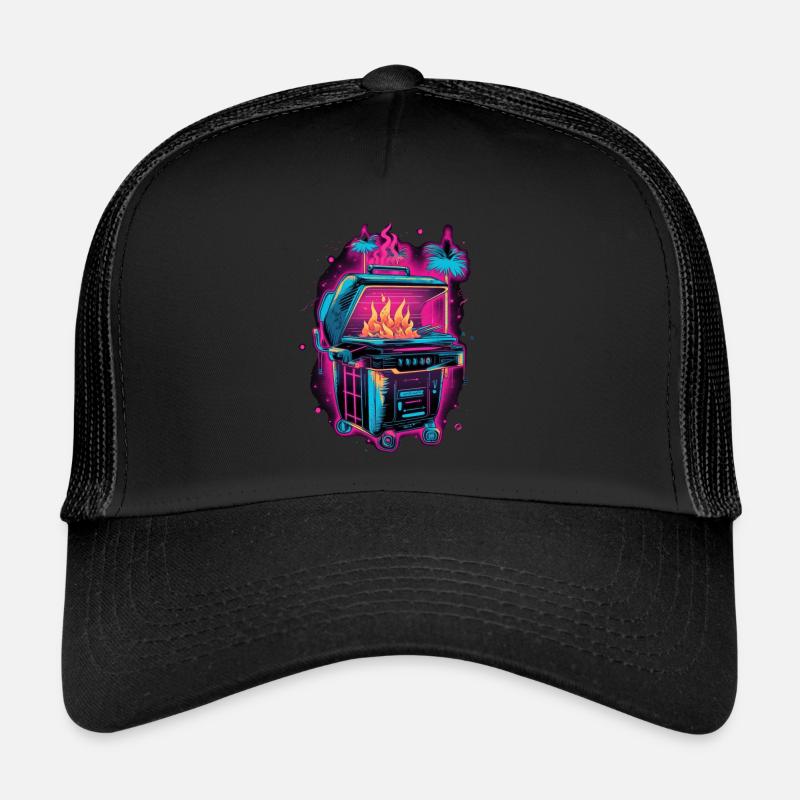 Vaporwave Grill Synthwave Grilling Cadeau Rétro Casquette trucker 