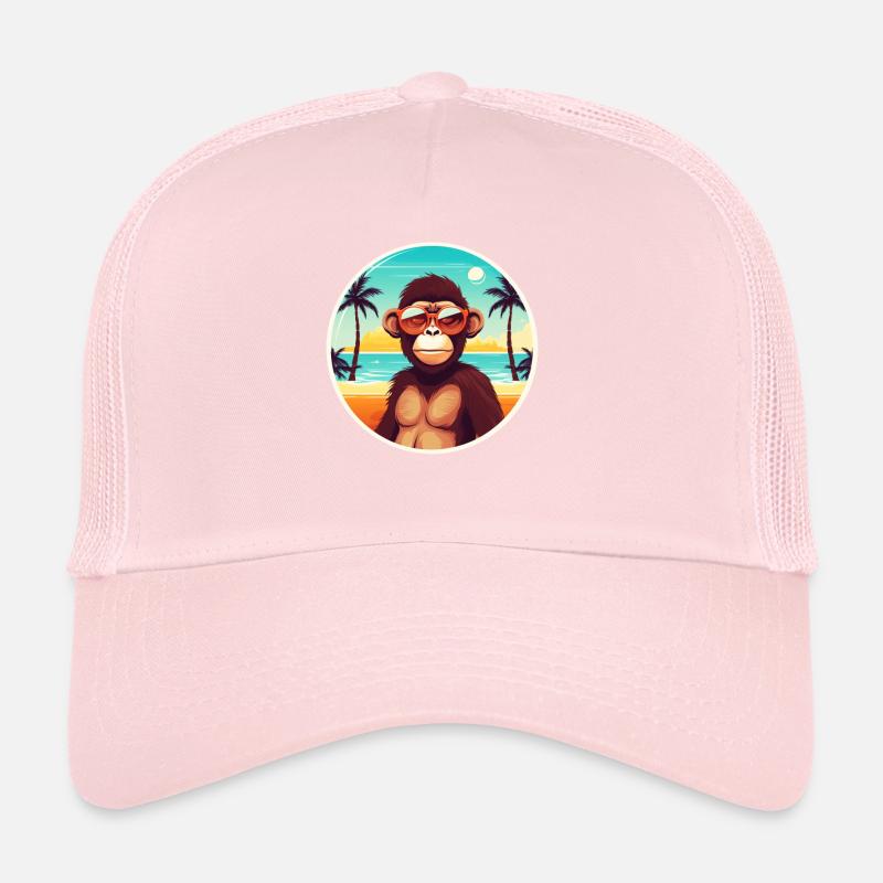 Surf, Sand, and Monkey: Trendy Beach Tee for Summe Trucker Cap