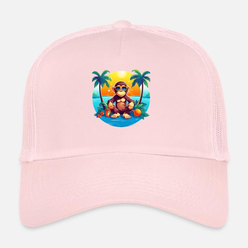 Beachside Monkey Adventure: Kühler und gemütlicher Sommer Trucker Cap