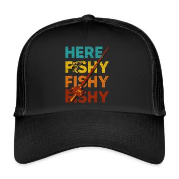 Fischen Angeln Angler - Trucker Cap - Schwarz/Schwarz - Vorne