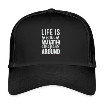 Amateur de poulet Éleveur de poulet - Casquette trucker  - noir/noir - Devant