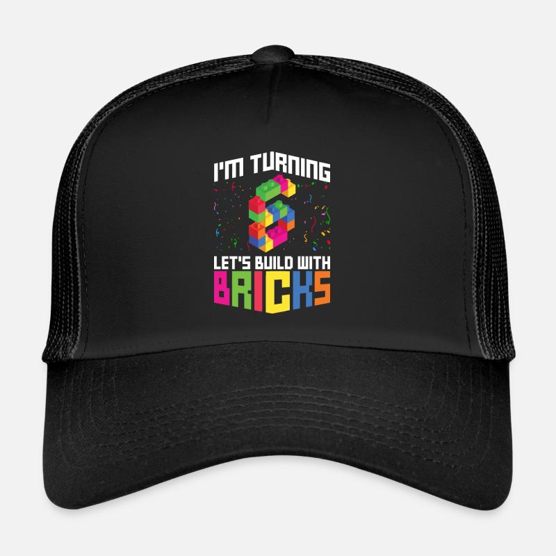 Blockgebäude 6. Geburtstagsdesign Für - Trucker Cap - black/black