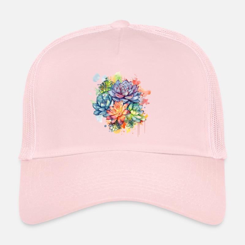 Done Cactus Flower Succulent Lover Floral Trucker Cap