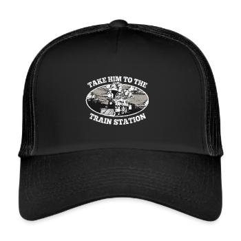 Lokomotive Dampflokomotive - Trucker Cap - Schwarz/Schwarz - Vorne
