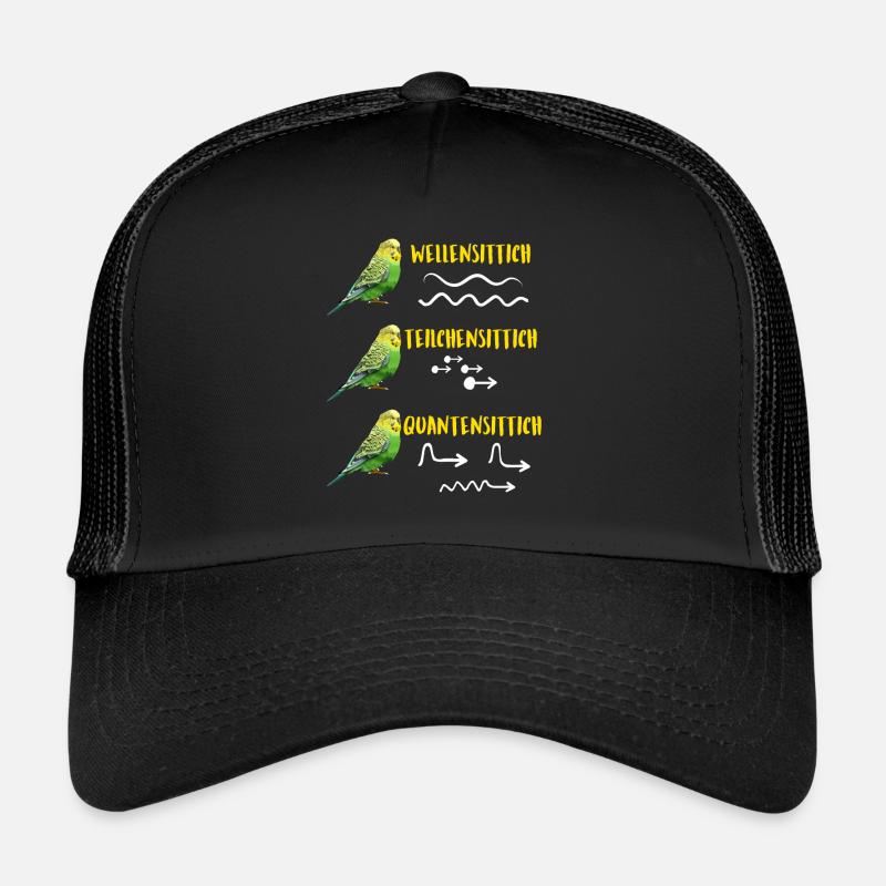 Wellensittich Teilchensittich Quantensittich - Trucker Cap - Schwarz/Schwarz