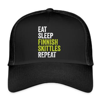 Eat Sleep Finnish Skittle Repeat - Finnish Skittle - Trucker Cap - black/black - Front