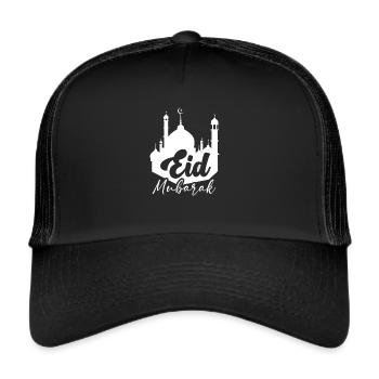 Happy Eid Mubarak Muslim Eid al Fitr Eid al Adha - Trucker Cap - black/black - Front