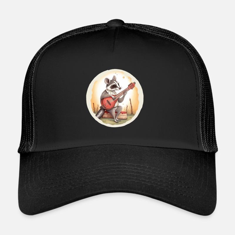 Opossum spielt Banjo - Trucker Cap - Schwarz/Schwarz