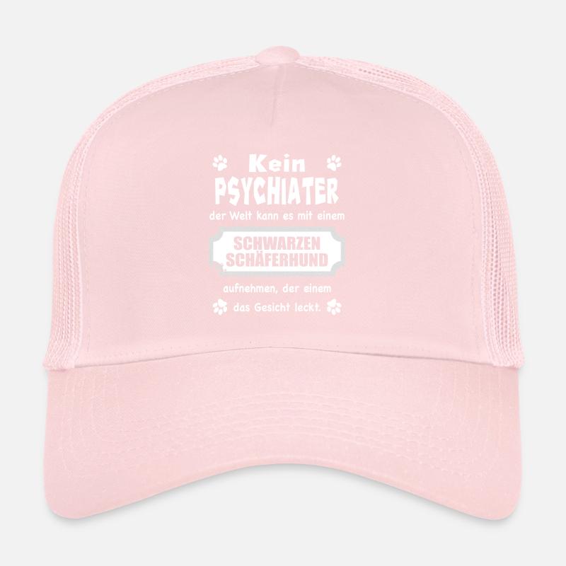 Kein Psychiater - Spruch - Schwarzer Schäferhund Trucker Cap