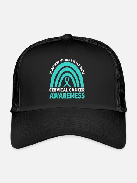 En janvier, nous portons Teal & White - Casquette trucker  - noir/noir - Devant