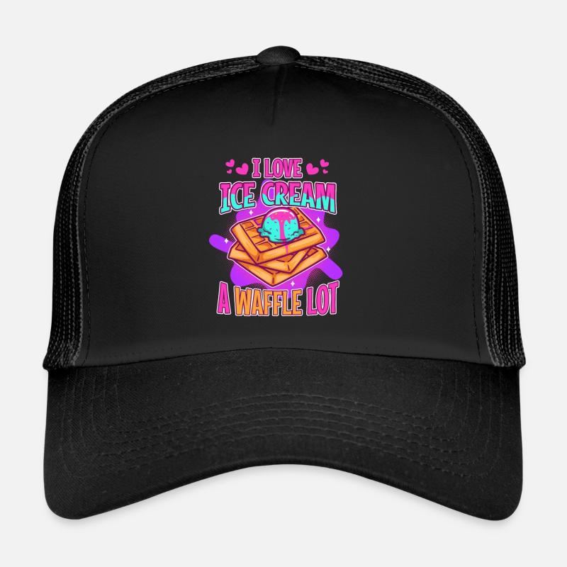 J’aime la crème glacée beaucoup gaufre Casquette trucker 