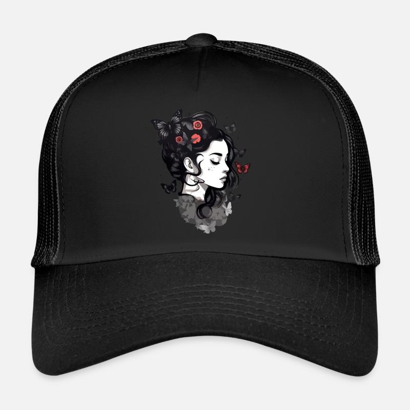 Gothic Mädchen und Schmetterlinge: Aesthetic Trucker Cap