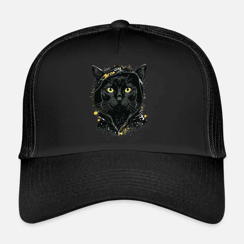 Tête de chat Noir Chat Bombay Chat heureux Chats Casquette trucker 