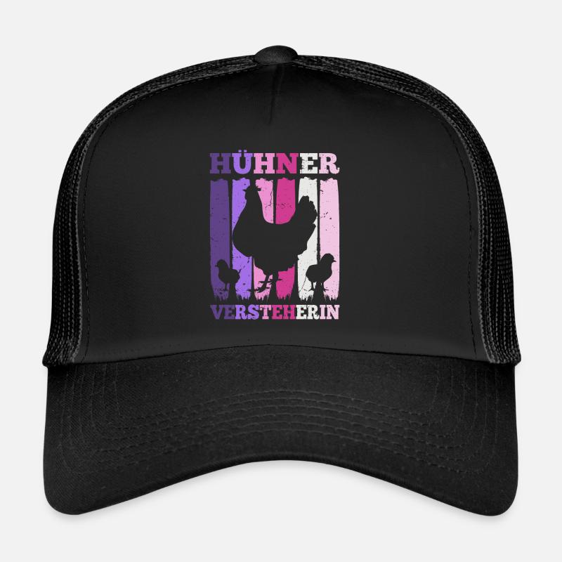 Hühner Huhn Bäuerin Landwirtin Muttertag Geschenk - Trucker Cap - Schwarz/Schwarz