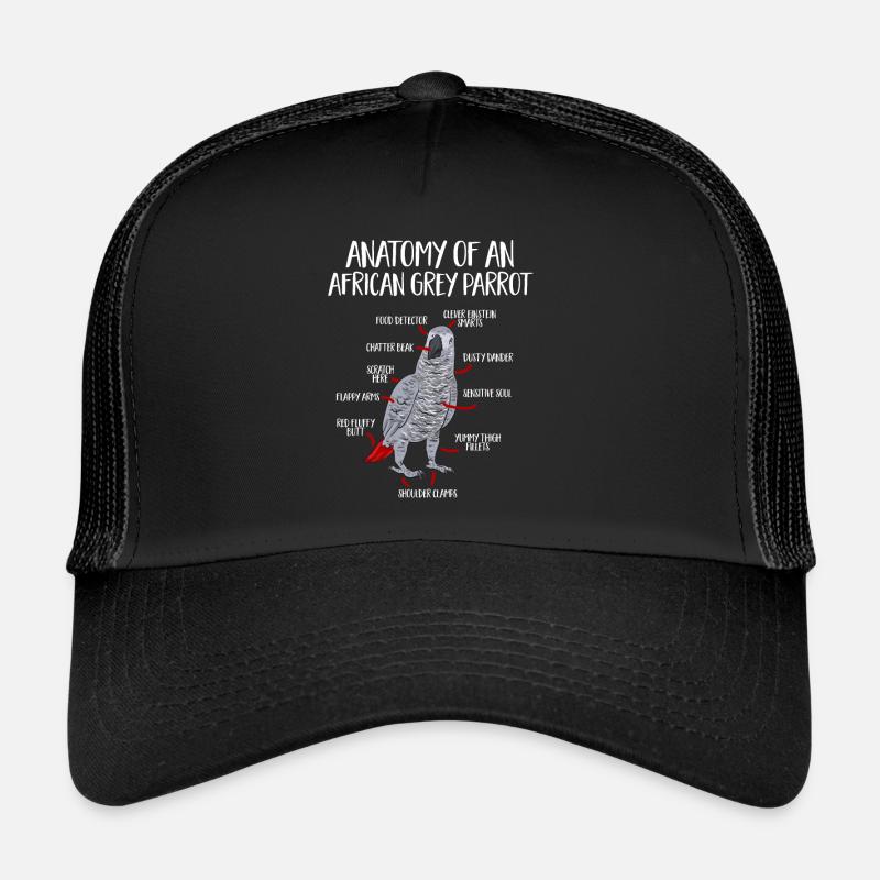 Graupapagei African Grey Parrot Papagei - Trucker Cap - Schwarz/Schwarz