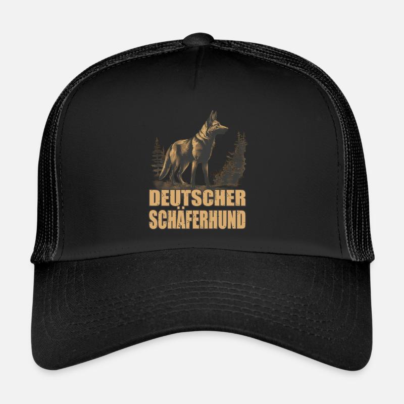 Deutscher Schäferhund Hund Hunderasse - Trucker Cap - Schwarz/Schwarz