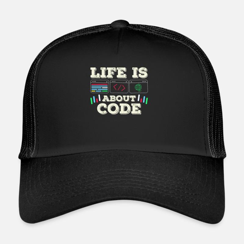 Im Leben Geht Es Um Code Coder Coding Trucker Cap