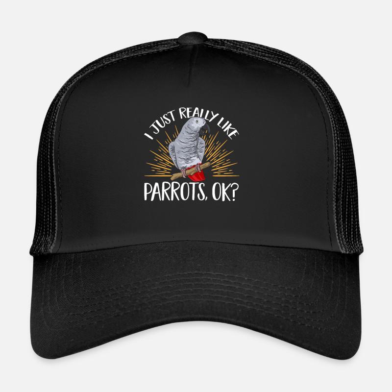 Graupapagei African Grey Parrot Papagei - Trucker Cap - Schwarz/Schwarz