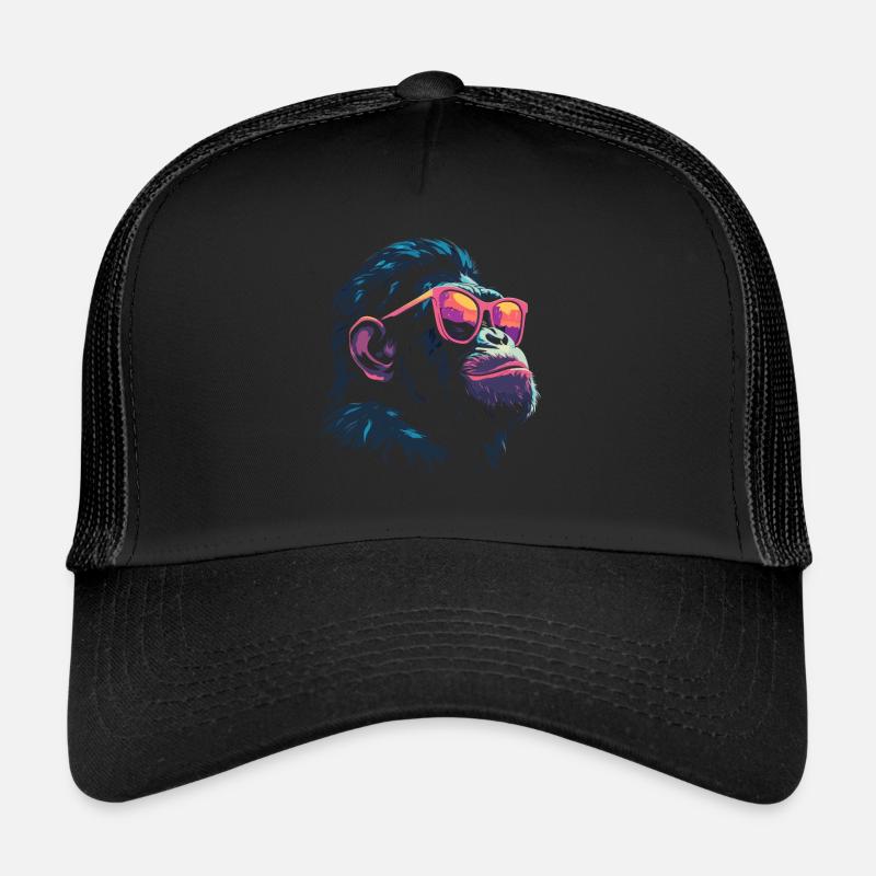 Lunettes de soleil cool chimpanzées Casquette trucker 