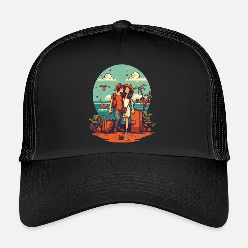 Reisen mit Liebe - Trucker Cap - Schwarz/Schwarz