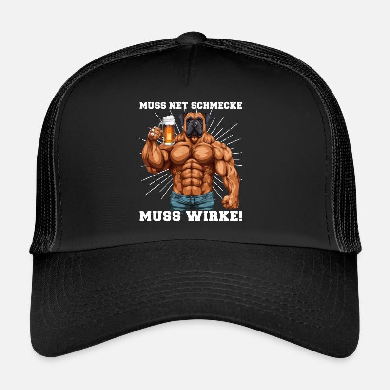 Bodybuilder Muss Net Schmecke Muss Wirke Trucker Cap