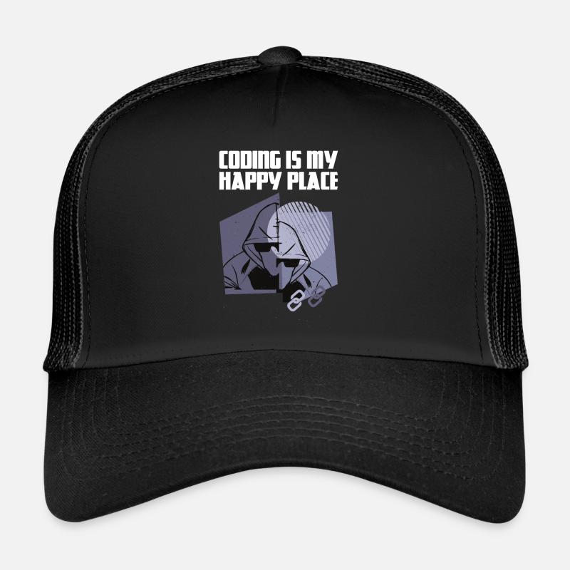 Coding is my happy place - Trucker Cap - Schwarz/Schwarz
