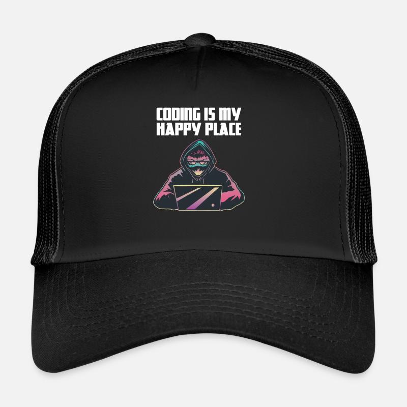 Coding is my happy place - Trucker Cap - Schwarz/Schwarz