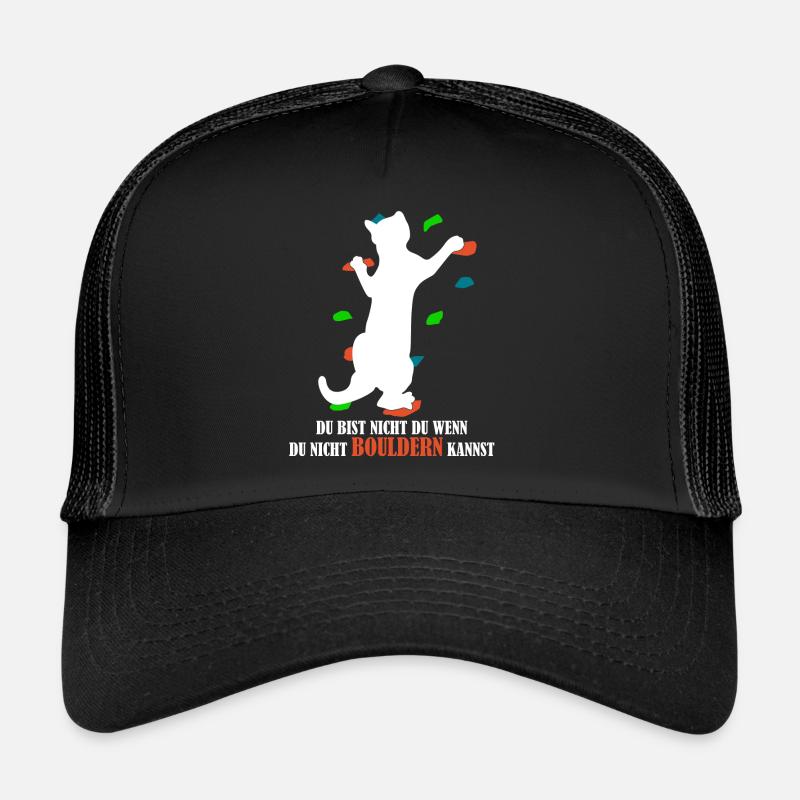Bouldern Katze Klettern - Trucker Cap - Schwarz/Schwarz