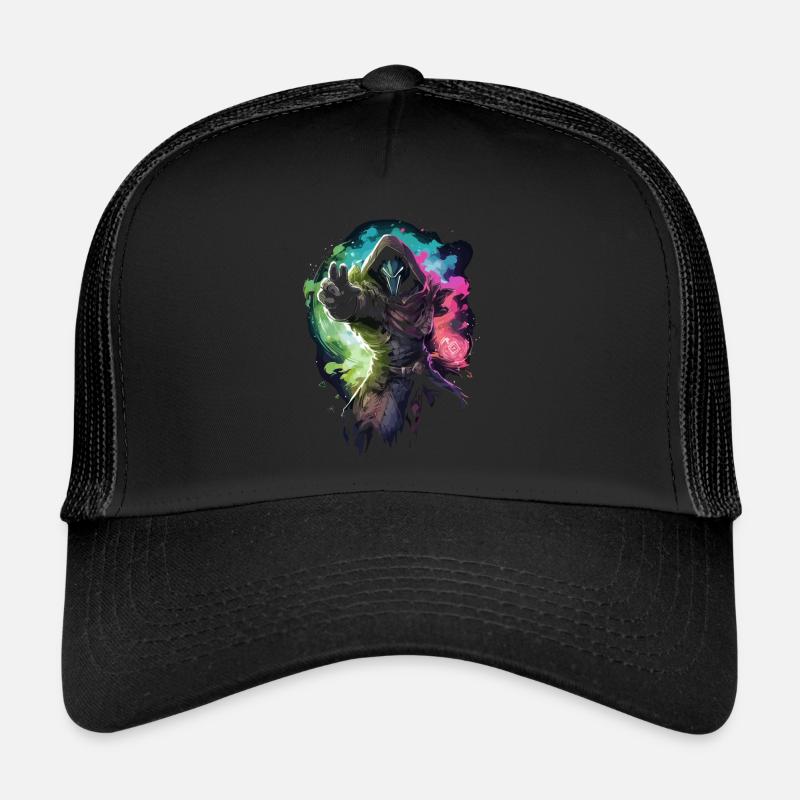 Epic Gamer Guardian conjures up colorful fire flames Trucker Cap