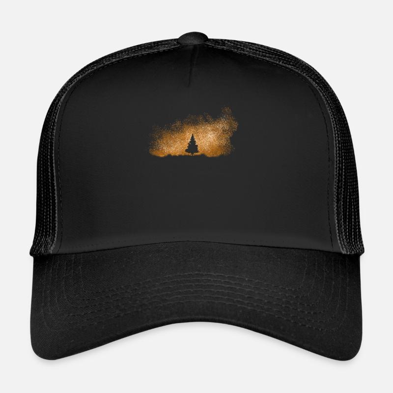 Baum im Sternenhimmel orange - Trucker Cap - Schwarz/Schwarz