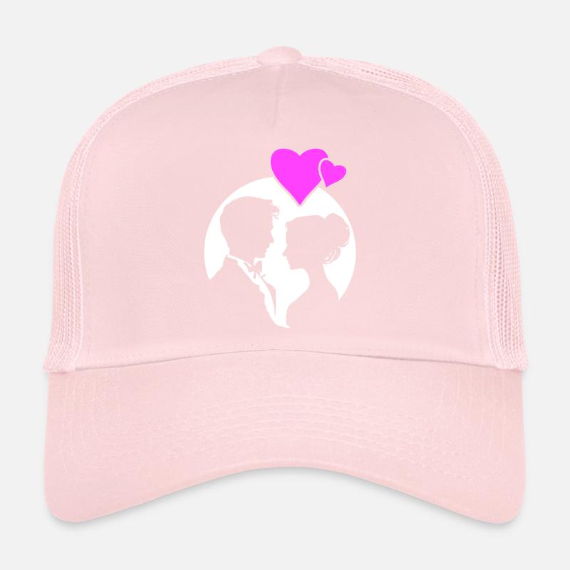 Married Couple Wedding Silhouette Trucker Cap