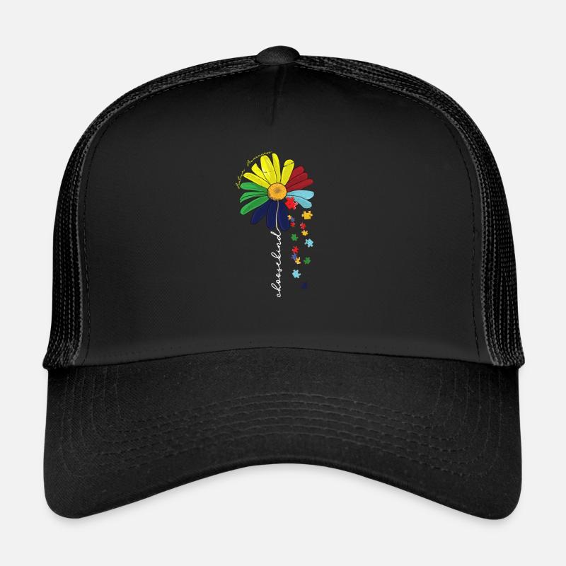 Wählen Sie Kind Autismus Bewusstsein Sonnenblume Mama - Trucker Cap - Schwarz/Schwarz
